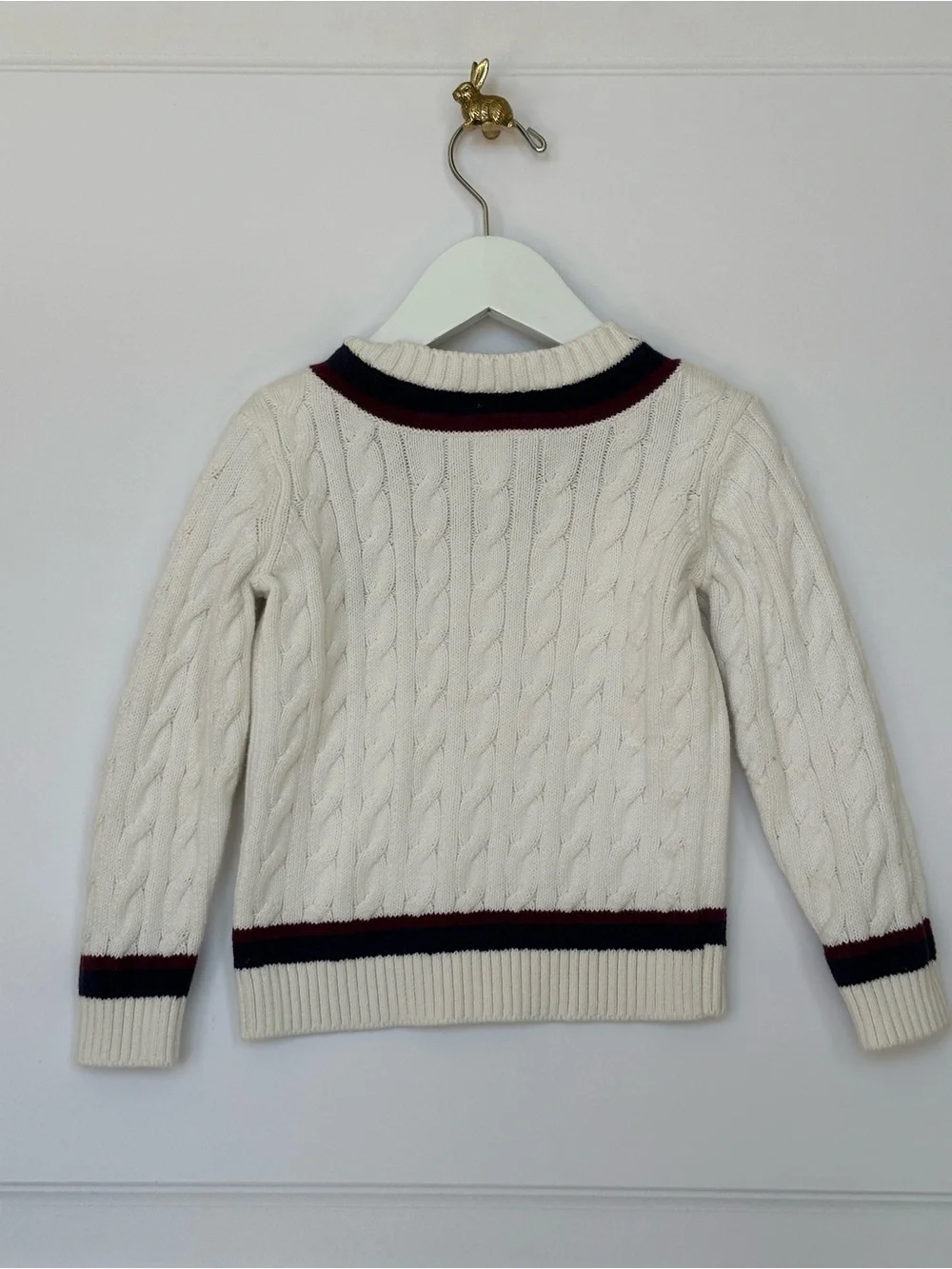 Gymboree | Kids Cable Knit Varsity Sweater - Campus Cuties - White